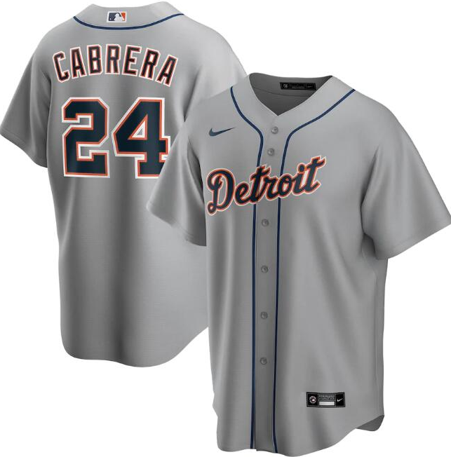Men's Detroit Tigers #24 Miguel Cabrera Grey Cool Base Stitched Jersey